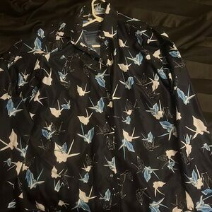 Blue and white button down dinner shirt